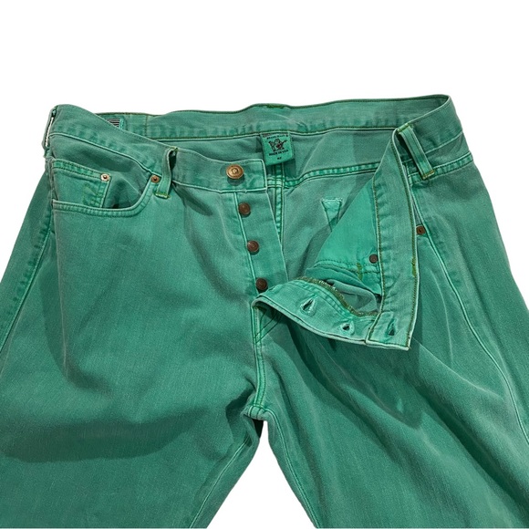 True Religion Buddha USA Men Green Jeans Sz 42 x34 Button Fly Denim 100% Cotton - Picture 6 of 16